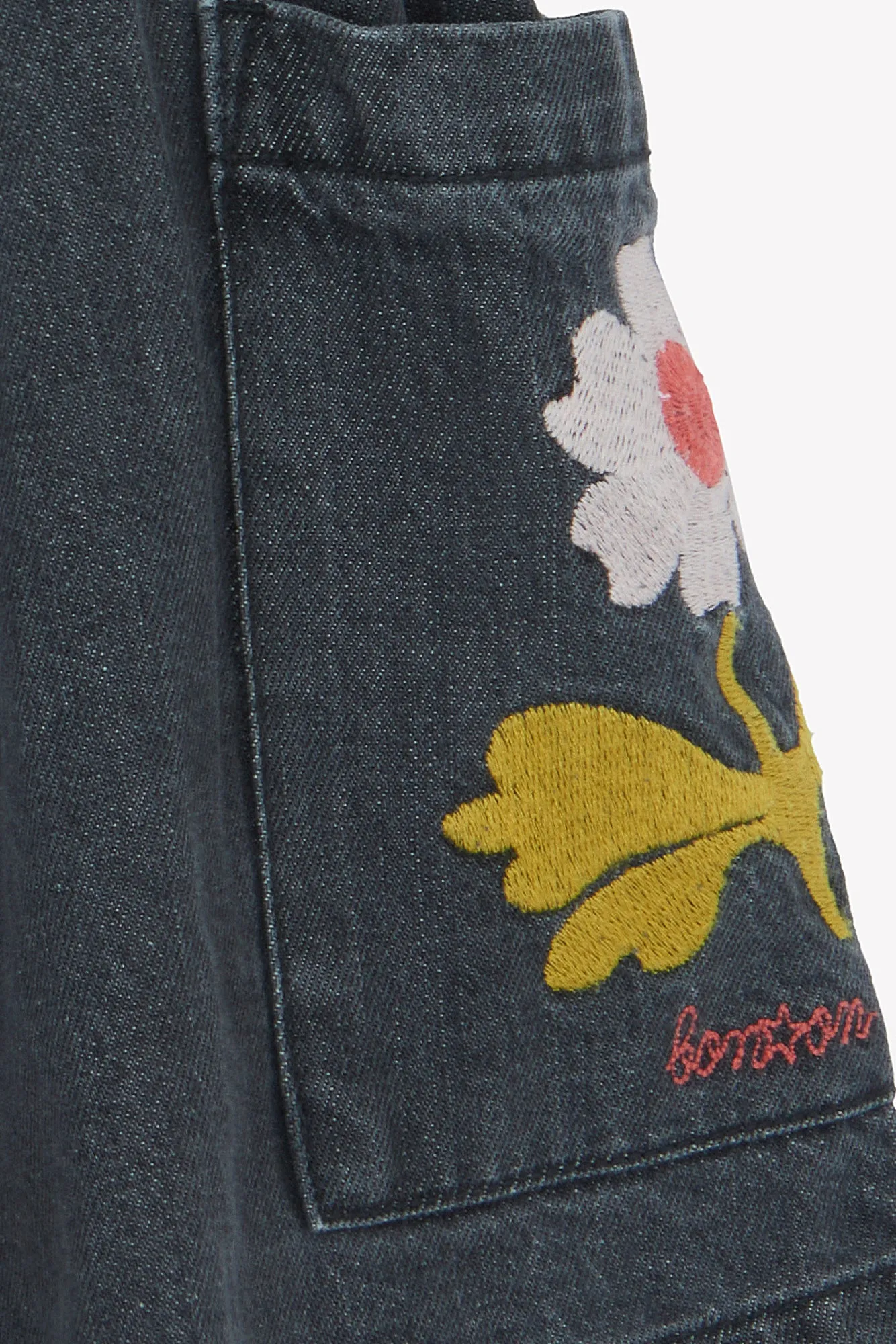 Bonton Mochi nederdel denim grå elastik blomst