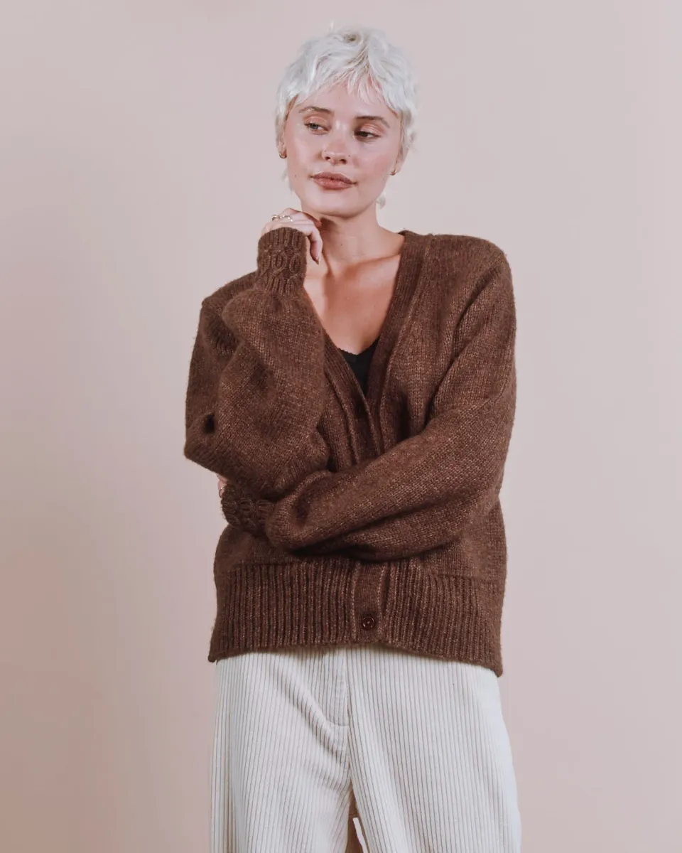 Emile et Ida Ecora cardigan brun merinould