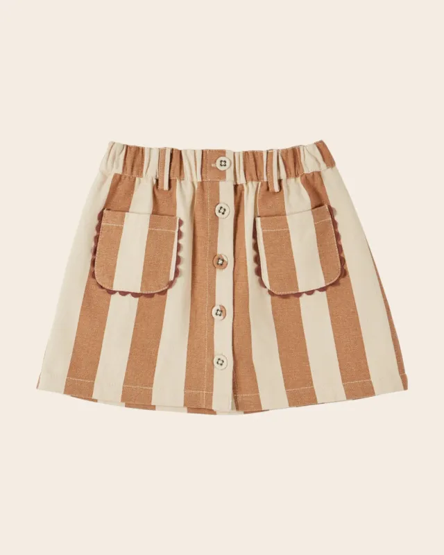 Emile et Ida nederdel beige stribet bomuld