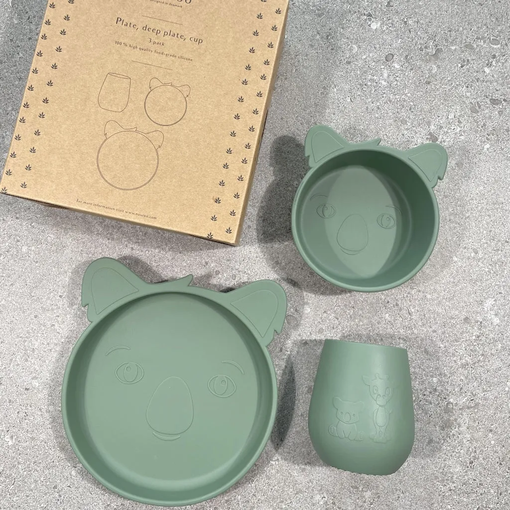 nuuroo Judi servicesæt Dusty green silikone 3 stk