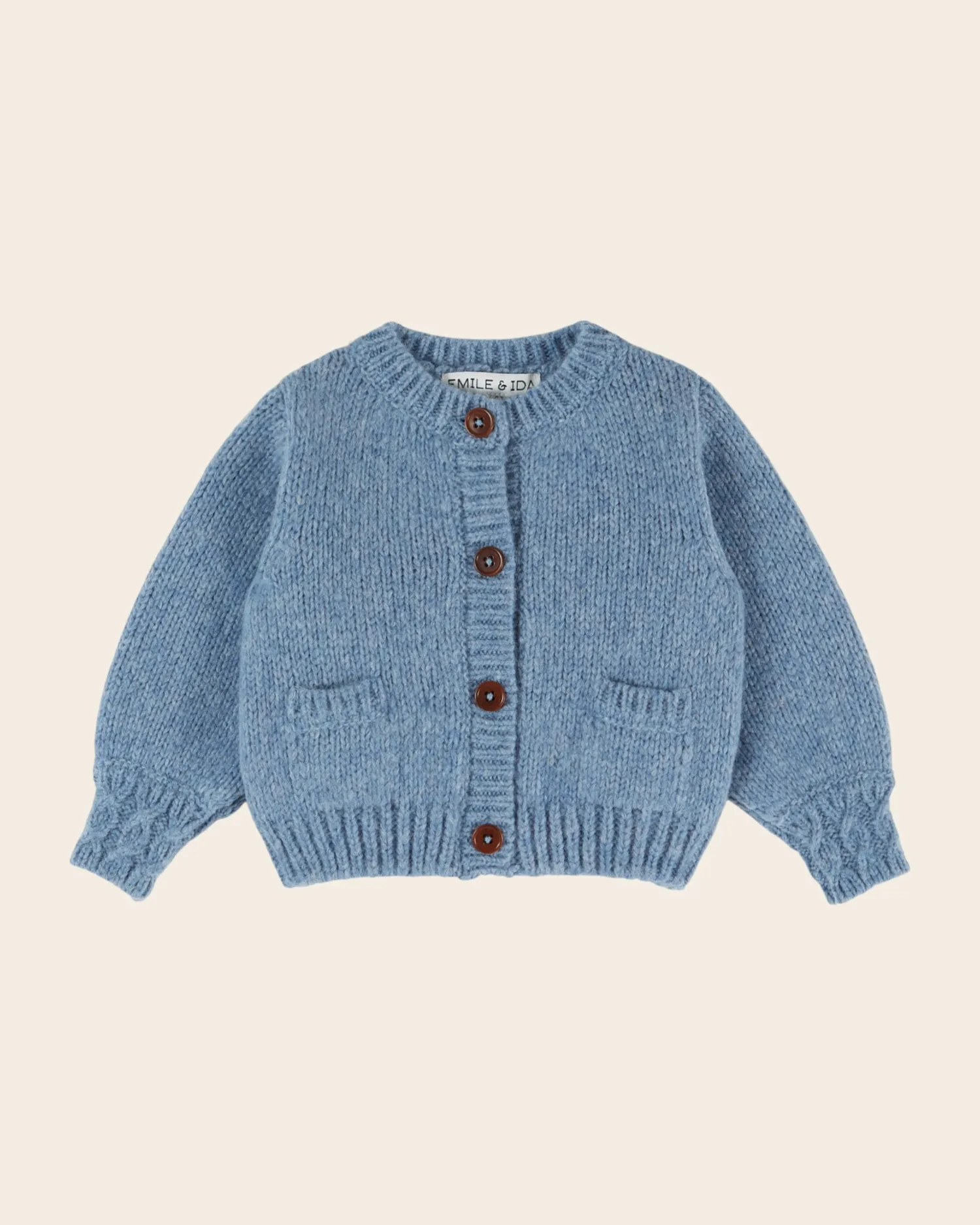 Emile et Ida Lac Cardigan Blå Merino 3M-14A