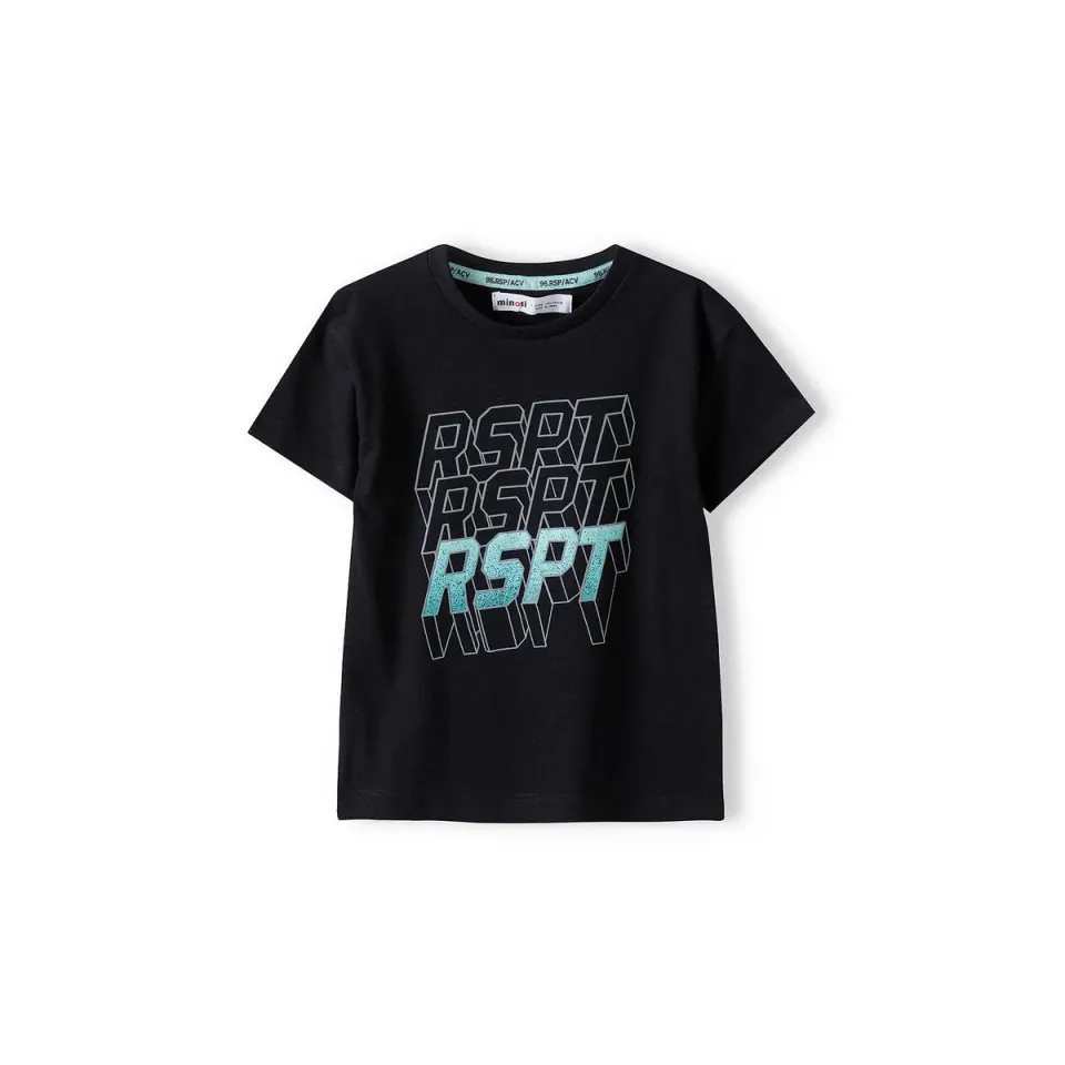 Minoti 38342 t-shirt sort til drenge bomuld print