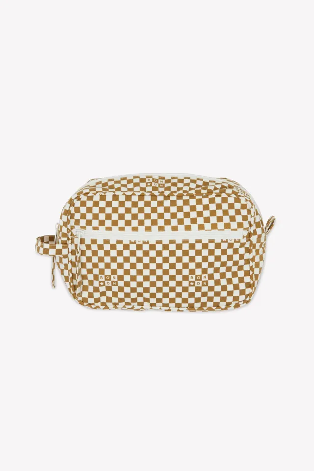 Bonton Damier toilettaske noisette ternet XXL
