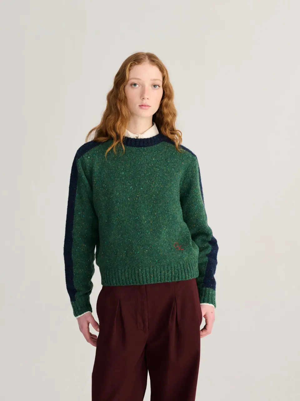 Bobo Choses Color Block Wool Blend Jumper striktrøje grøn