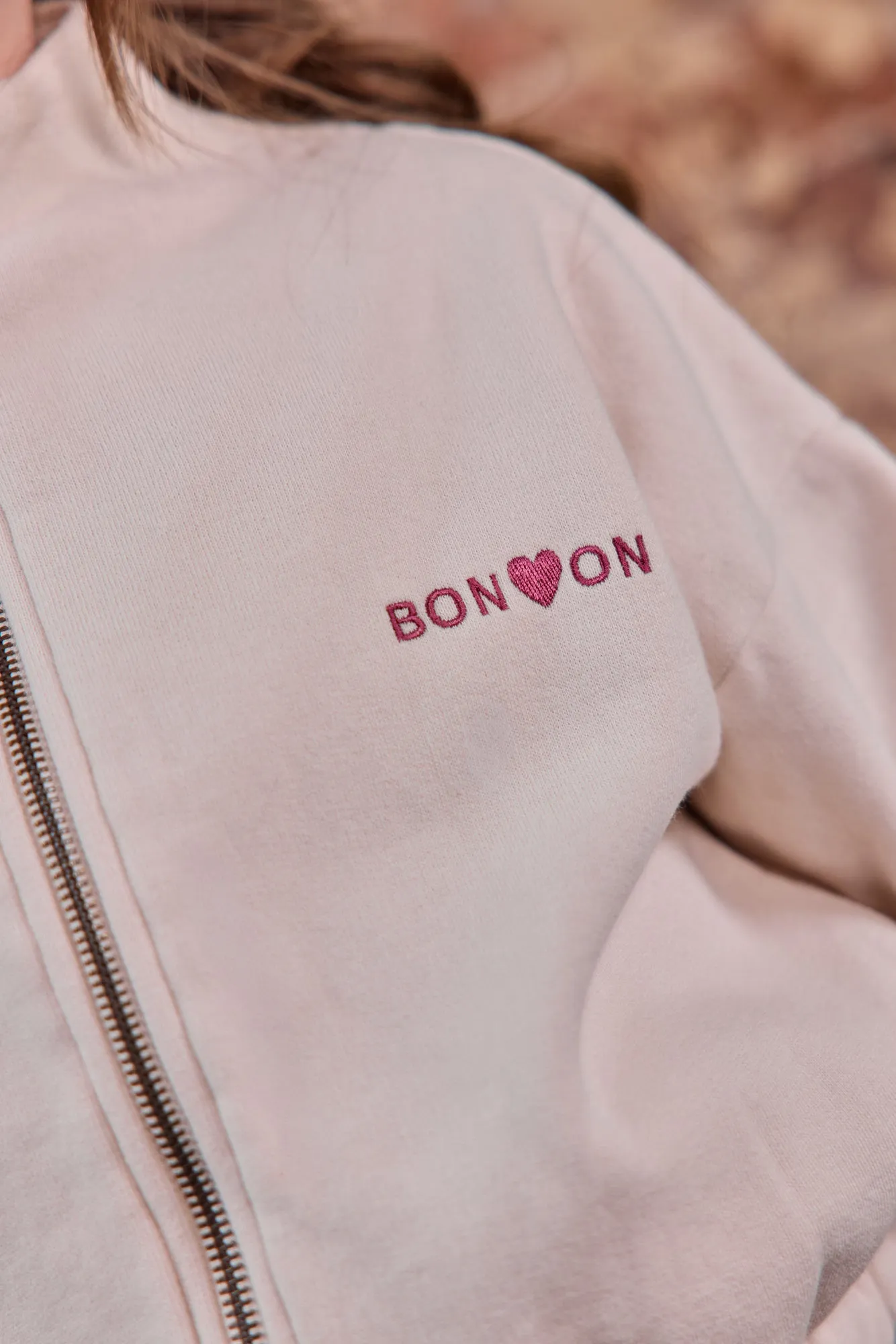 Bonton Mia sweatshirt milk bomuld lynlås