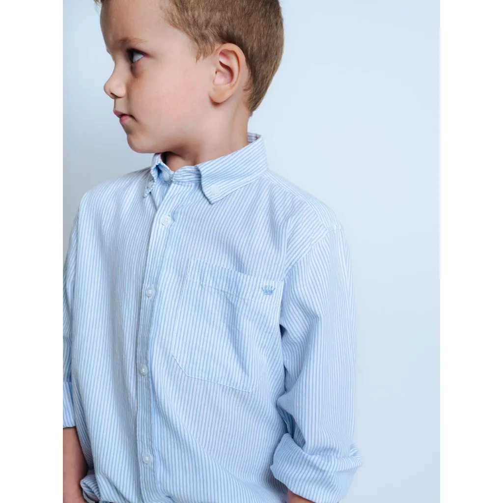 Hust & Claire Ruben Stripe skjorte Light Blue bomuld