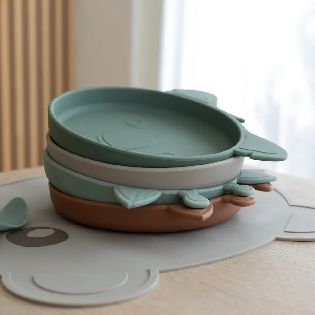 nuuroo Lykke silikone spisesæt 4 stk Dusty Green