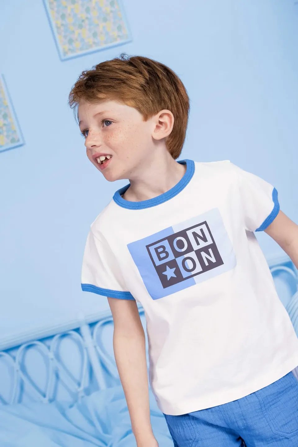 Bonton Napo Milk T-shirt Milk blå grafik