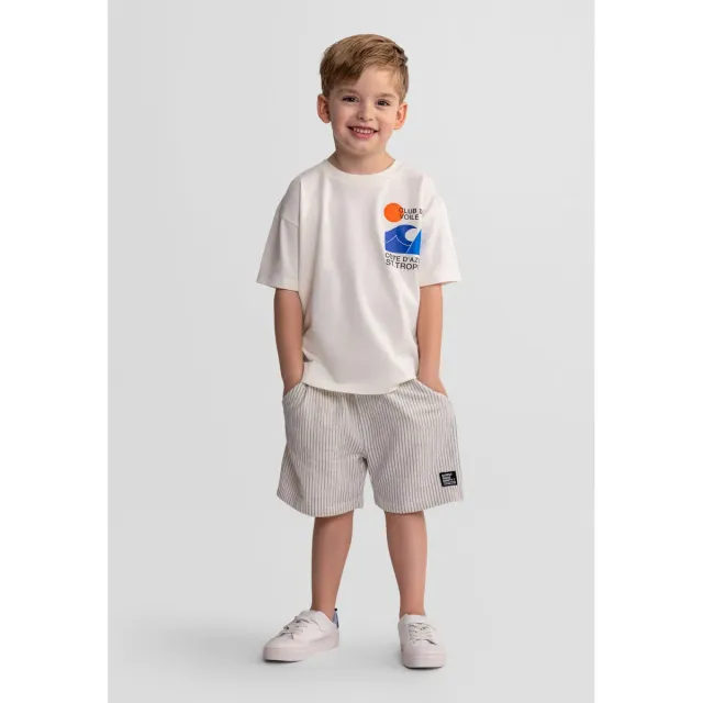 Minoti 44696 shortsæt til drenge creme sejlprint