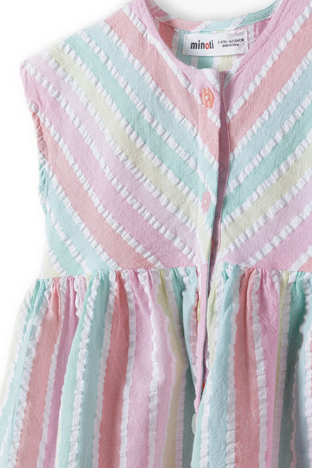 Minoti 38209 kjole stribet pastel bomuld