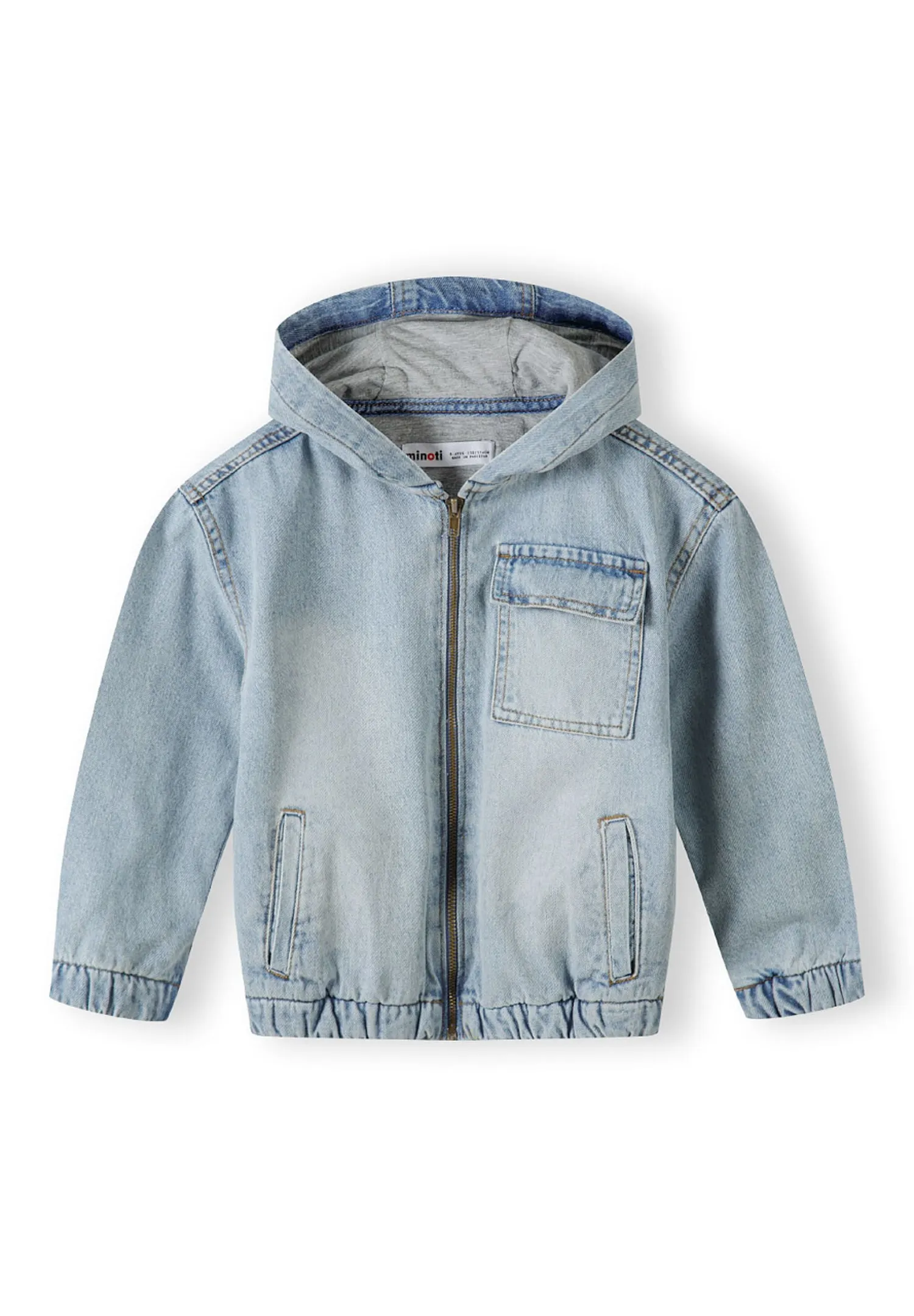 Minoti 42350 jeansjakke lyseblaa denim med haette