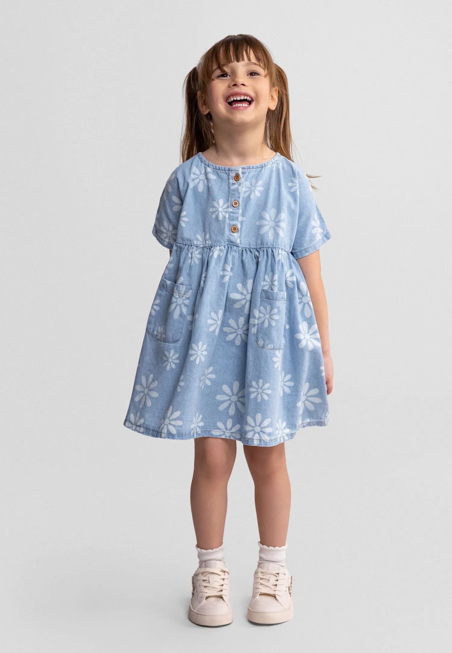 Minoti 44686 jerseykjole blå marguerit