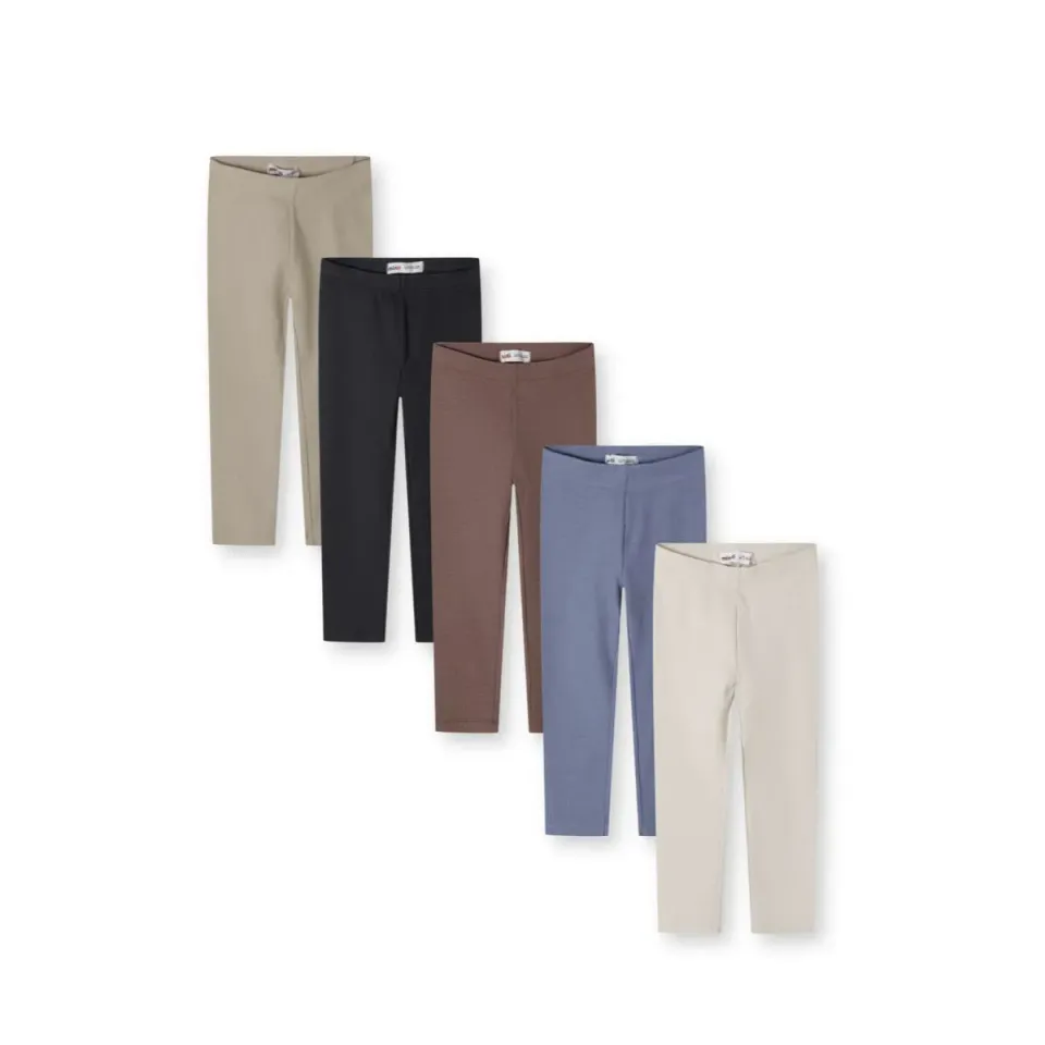 Minoti leggings ribbet 5-pak til piger bomuld