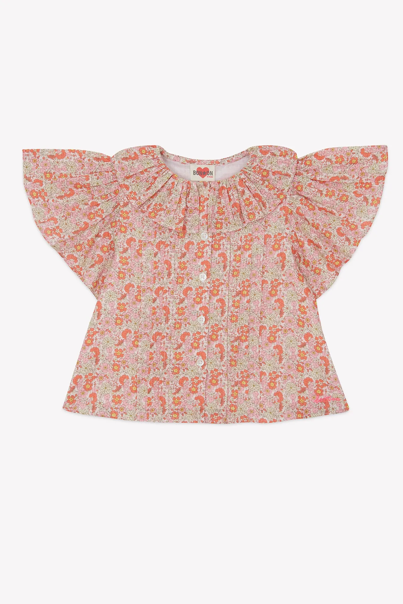 Bonton Nancy bluse bomuld rosa blomst