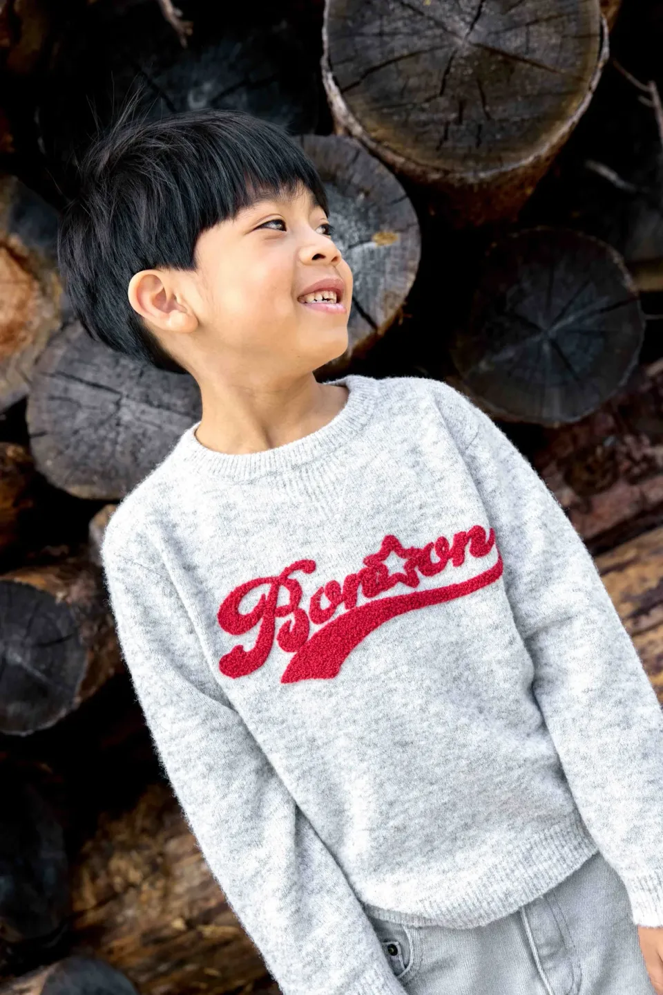 Bonton Faroe Missouri striktrøje grå logo drenge