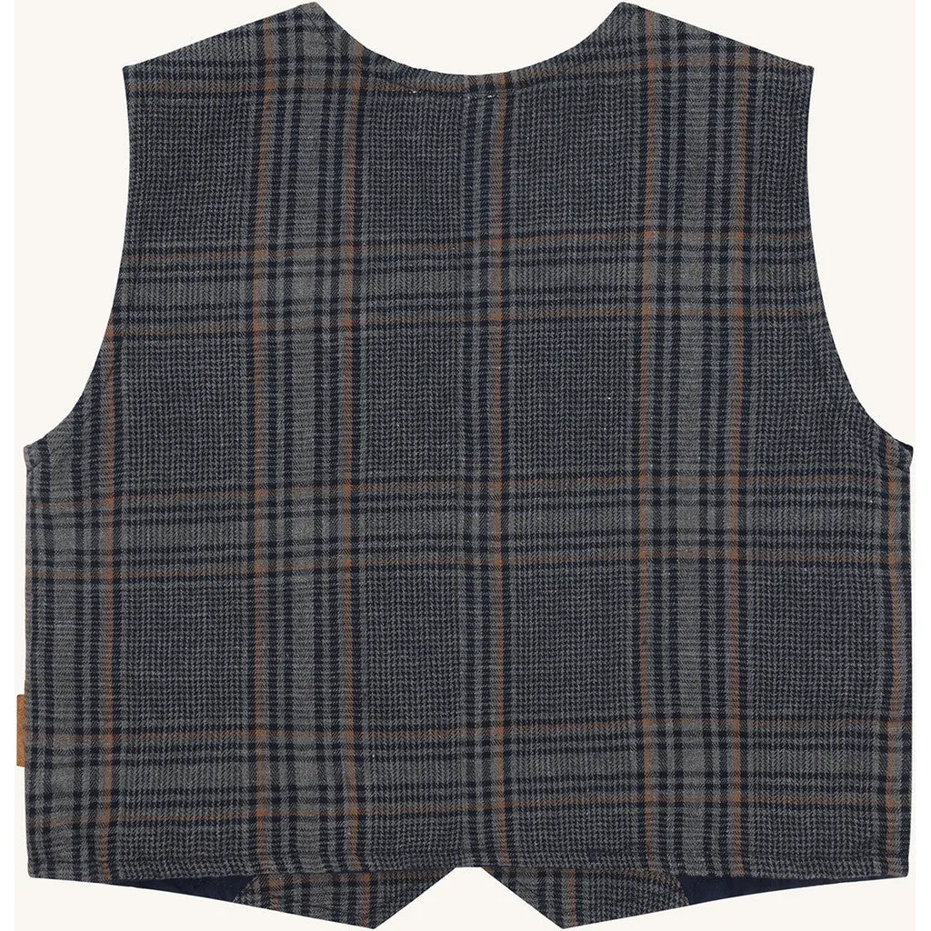 Hust & Claire HCEick Check vest grey blend bomuld