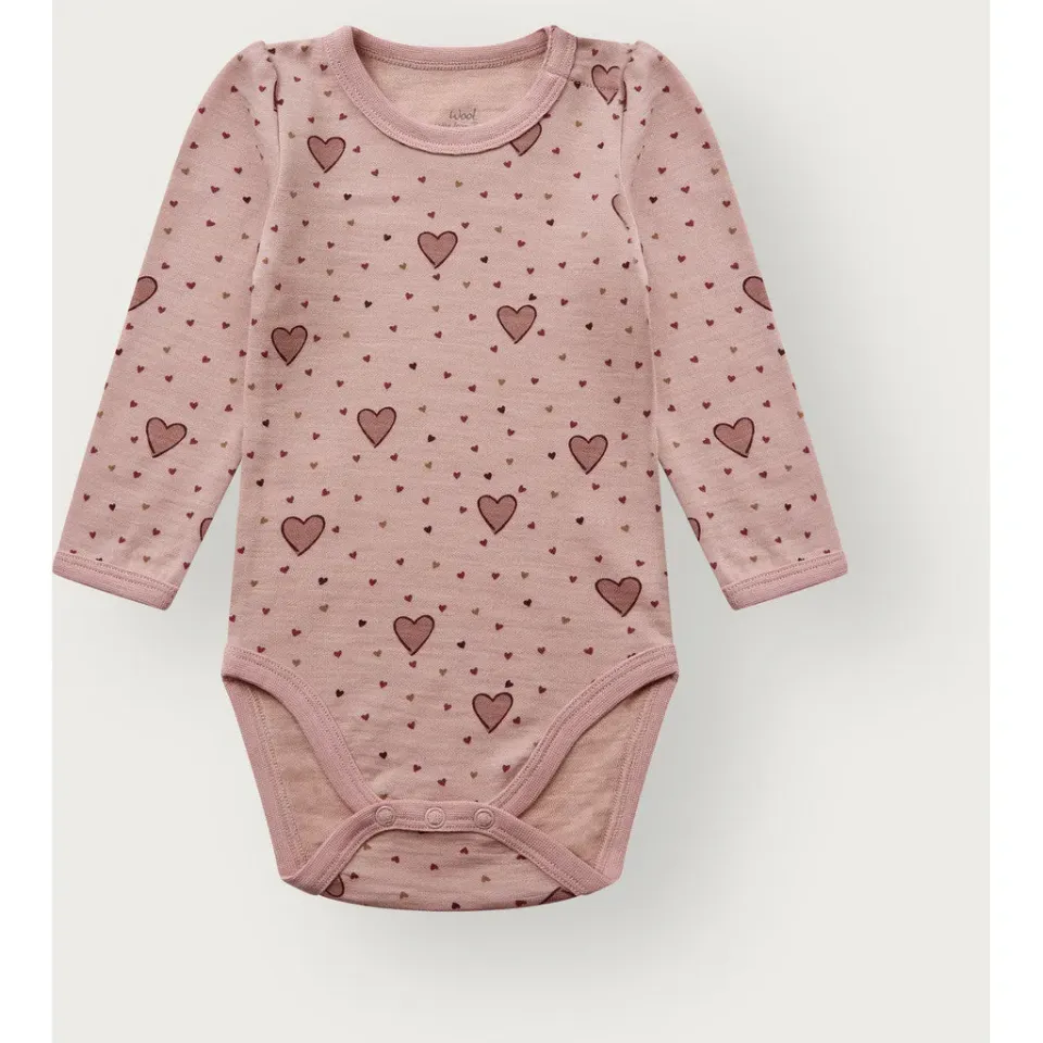 Hust & Claire Baloo Hearts Puff bodystocking Dusty Rose uld