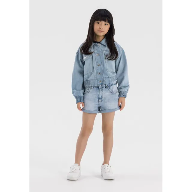 Minoti 42726 denimshorts lyseblå høj talje pige