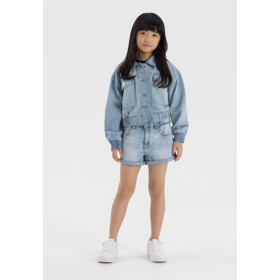 Minoti 42726 denimshorts lyseblå høj talje pige