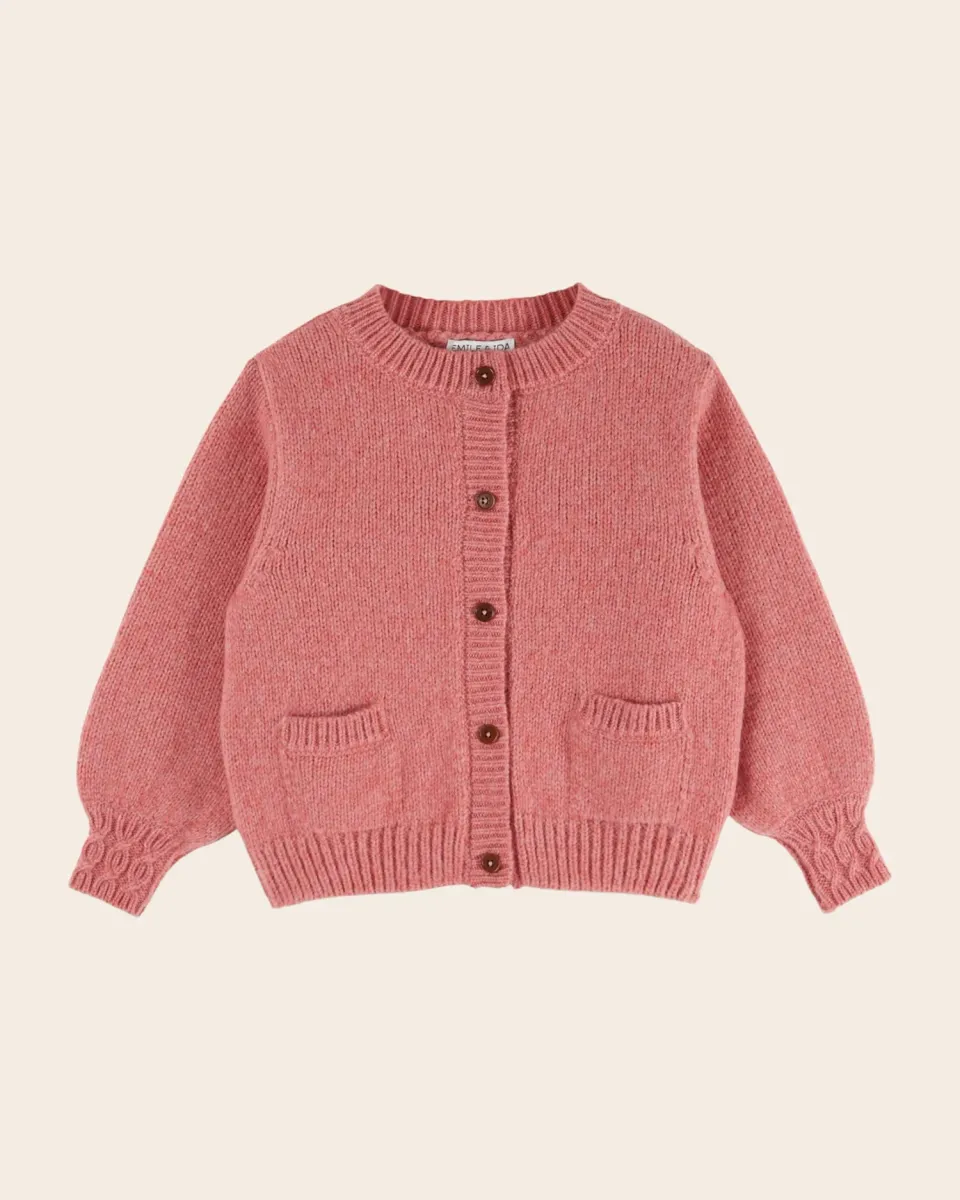 Emile et Ida Blush cardigan lyserod merinould