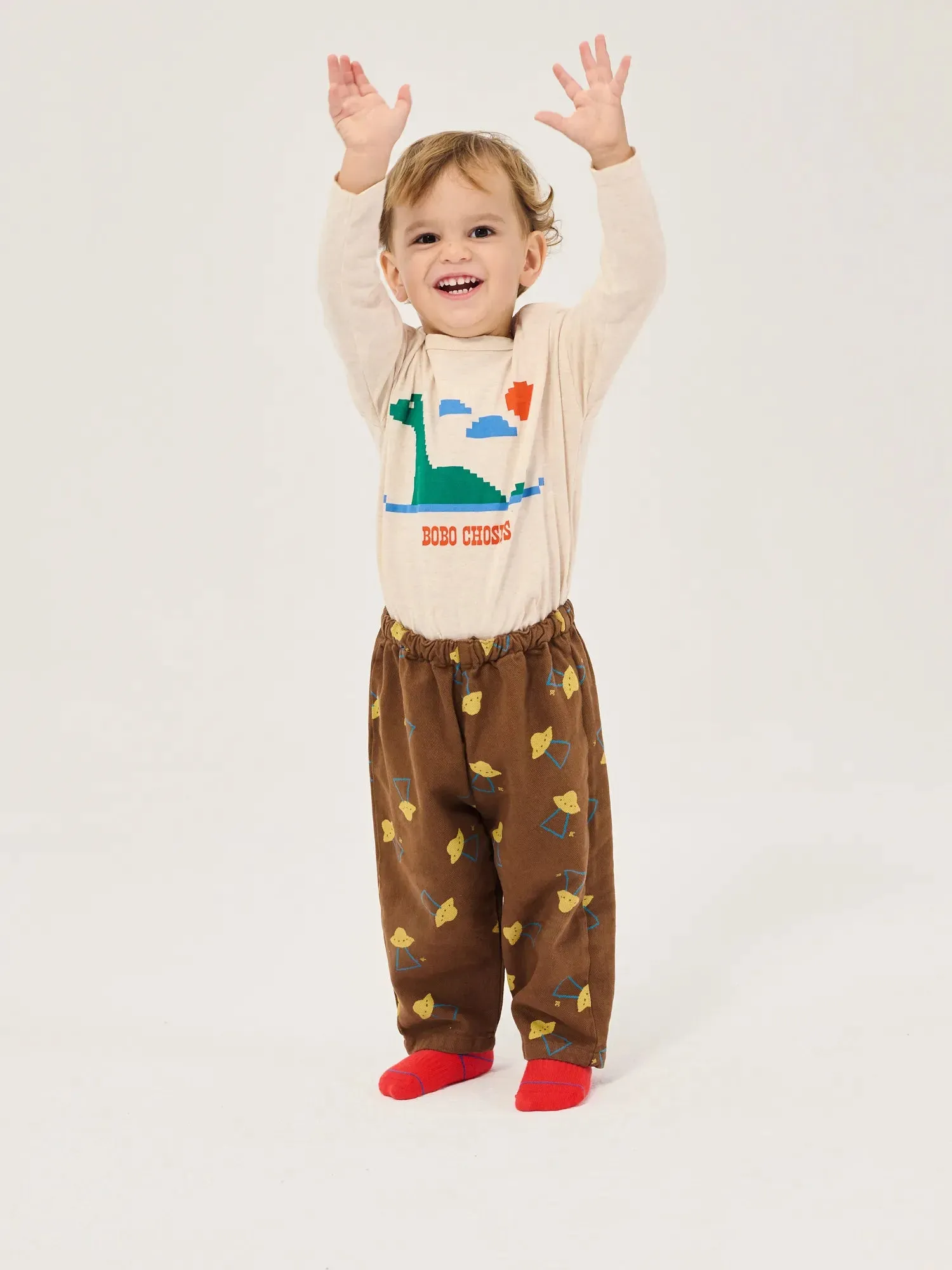 Bobo Choses Lake Monster T-shirt offwhite bomuld 3M-24M