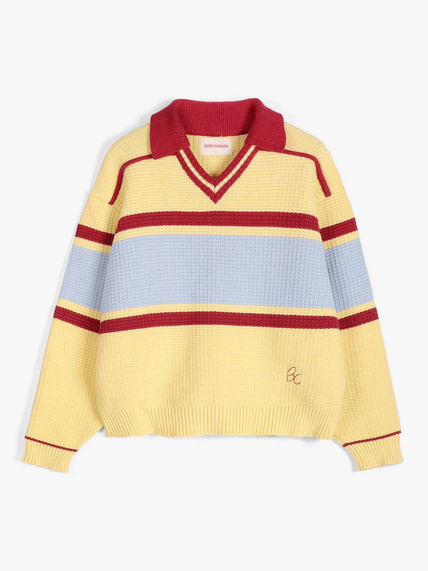 Bobo Choses Structured polo striktrøje XS beige uld