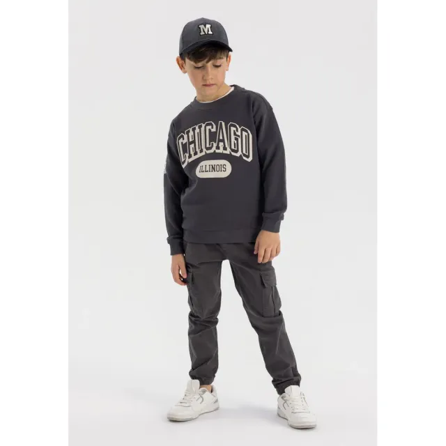 Minoti 42560 sweatshirt antracit Chicago bomuld