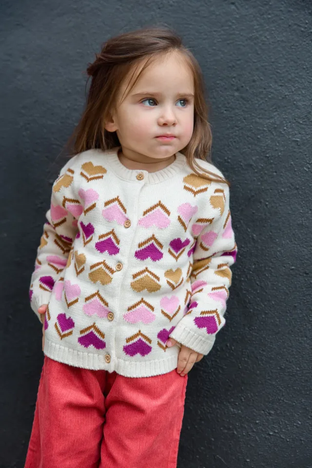 Bonton Maligne Milk cardigan hjerter bomuld