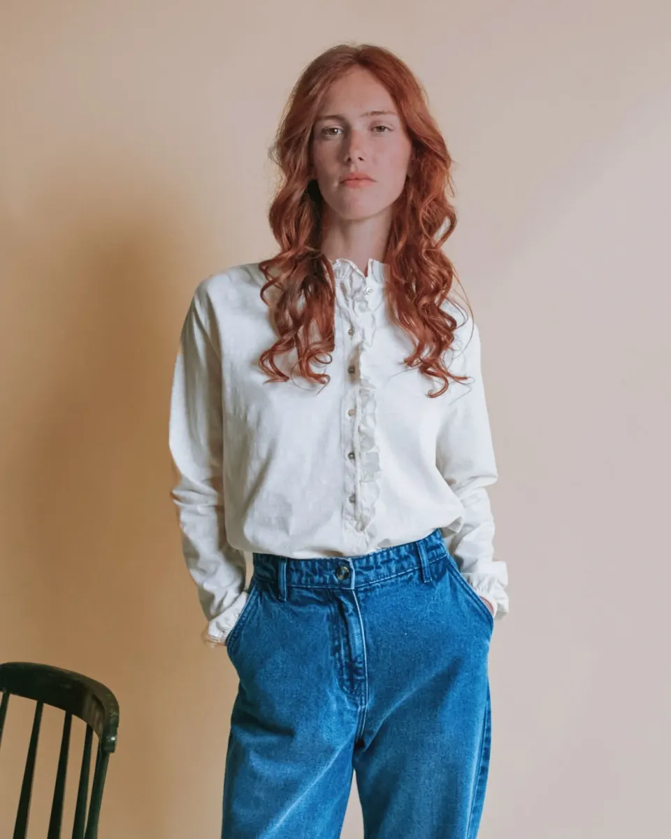 Emile et Ida Esha Ecru t-shirt øko flæse