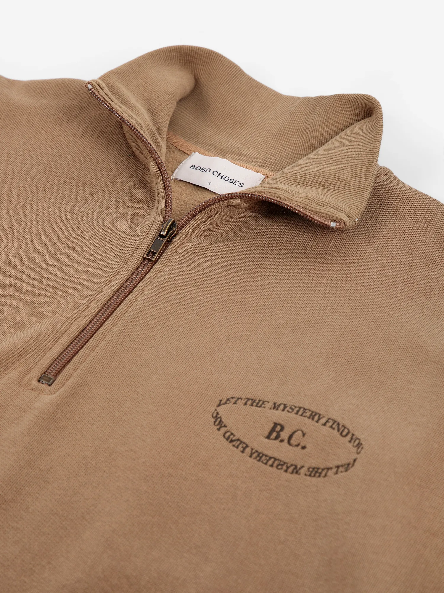 Bobo Choses All About Monsters half zip sweatshirt khaki