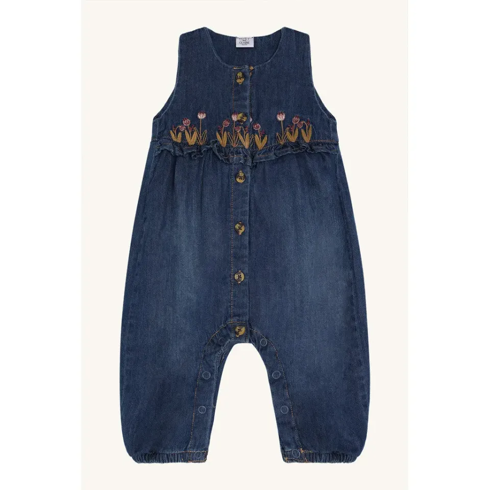 Hust & Claire Magdalena smækbukser Blue Denim blomst