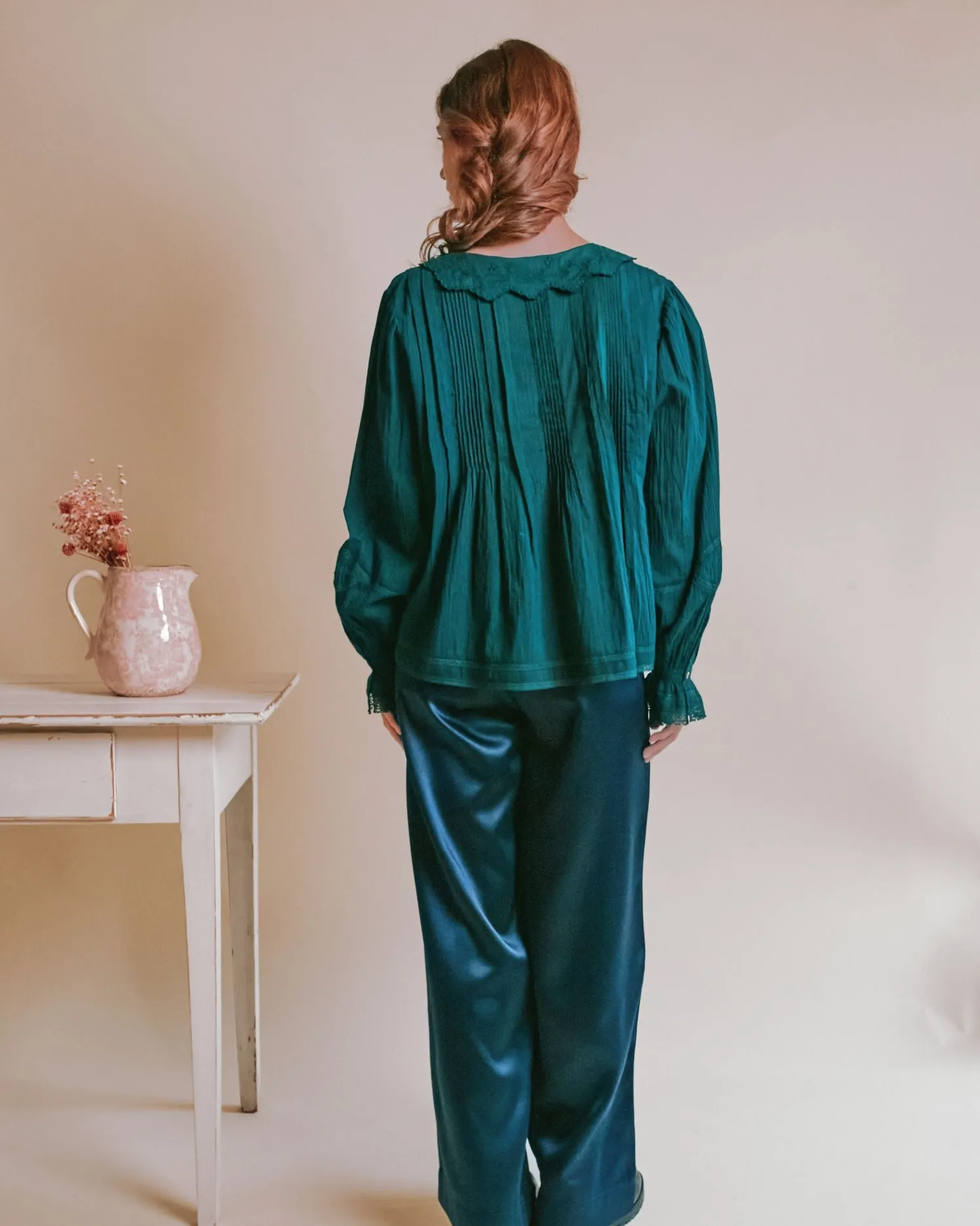 Emile et Ida Elisabeth bluse skovgrøn bomuld