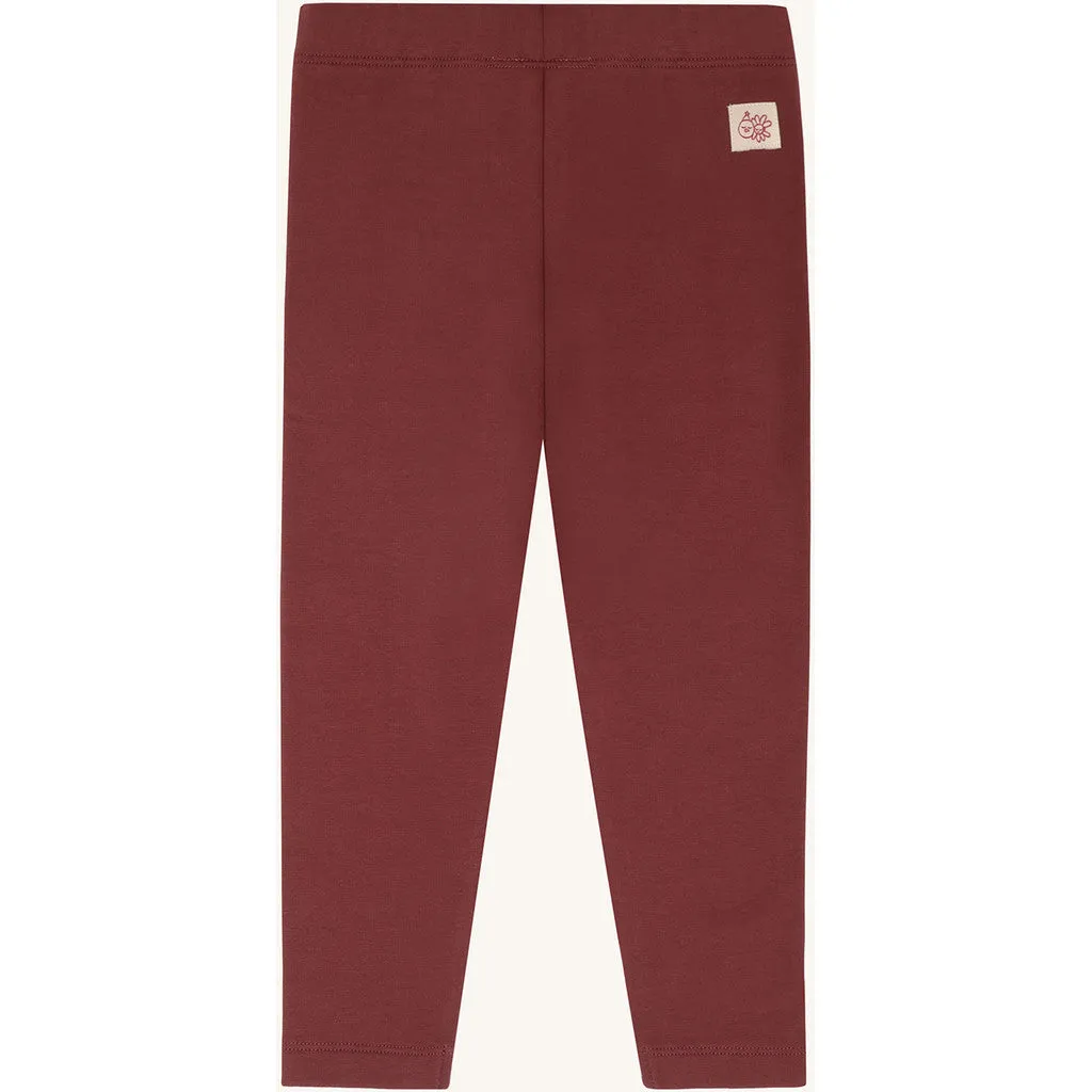 Hust & Claire HCLisa brushed leggings Maroon børstet bomuld