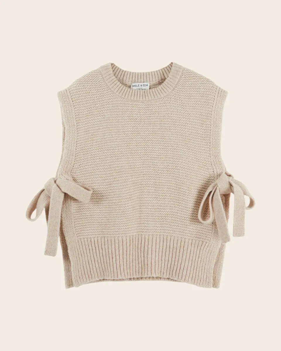 Emile et Ida Elumbia strikvest beige til kvinder