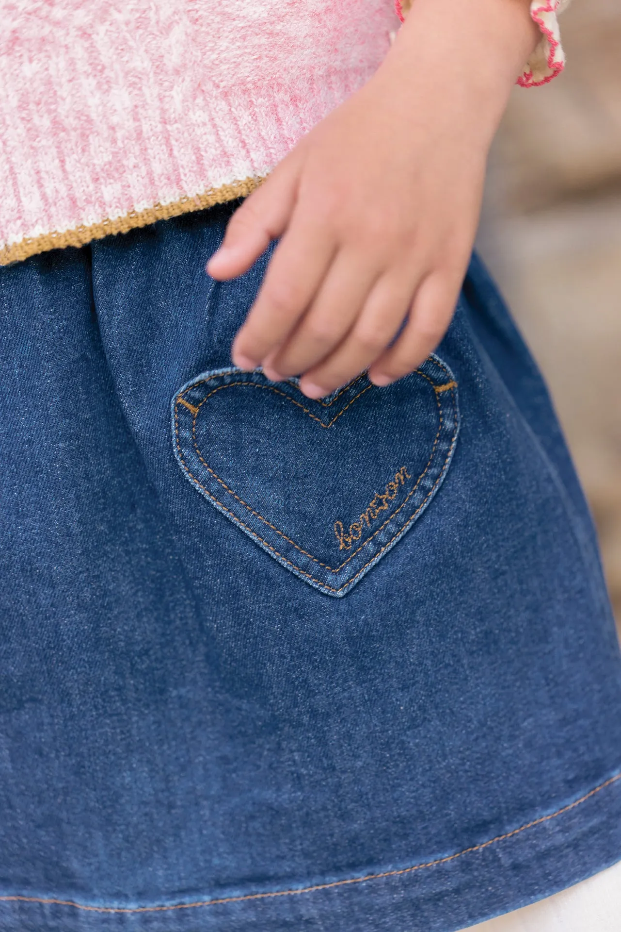 Bonton Douchka nederdel denim råhvid 2-14A