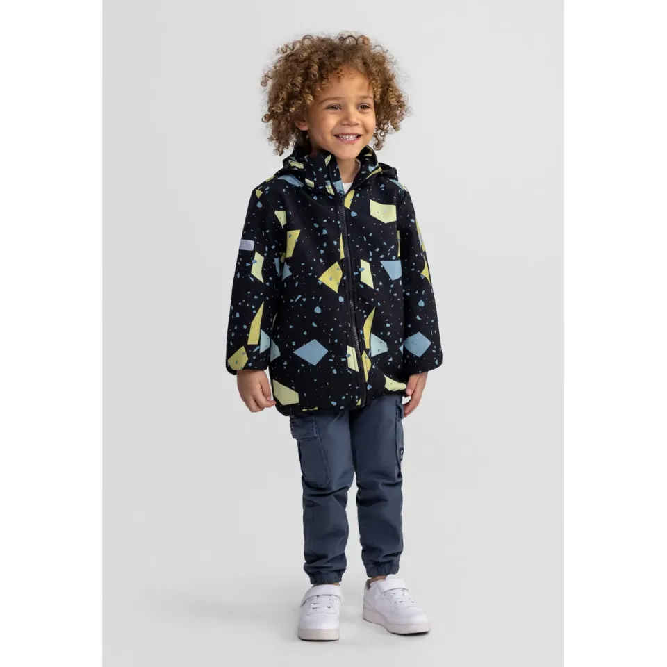 Minoti 44594 softshelljakke sort grafisk print