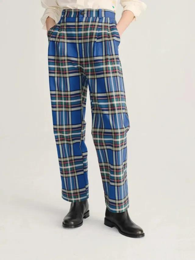 Bobo Choses All About Monsters Tartan bukser blå økologisk