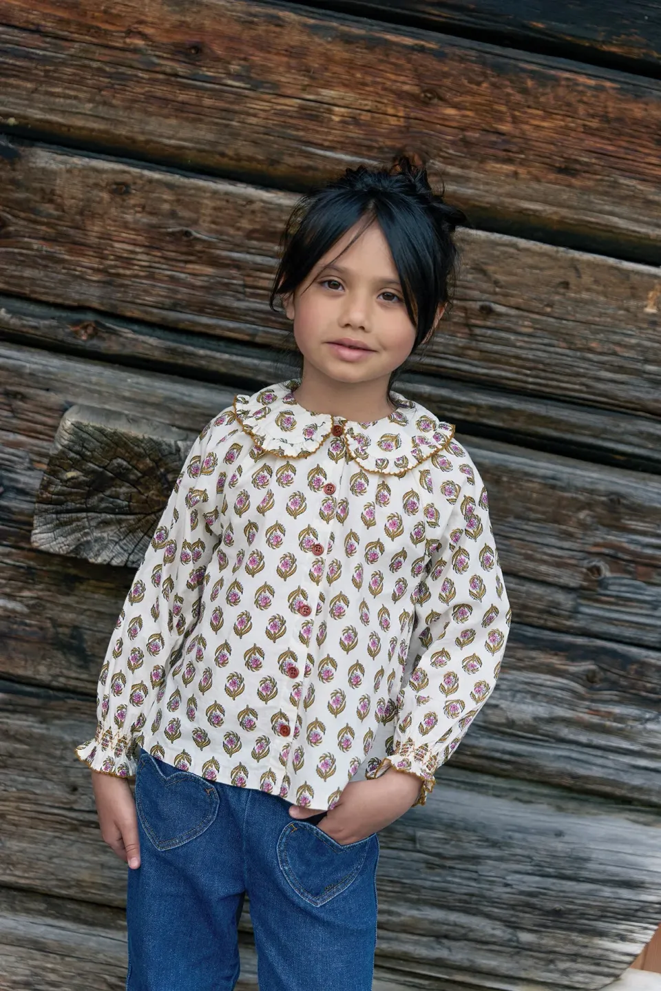 Bonton Figue Blockprint Skjorte blomstret bomuld