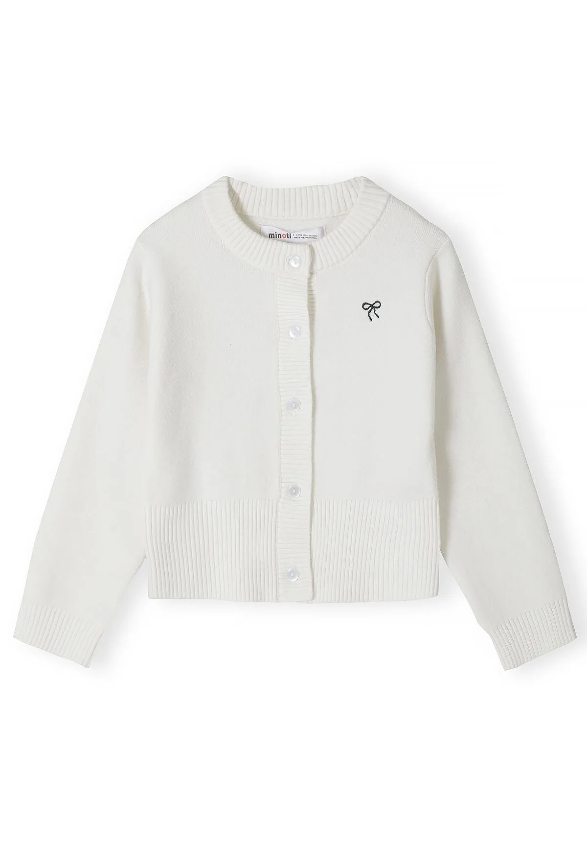 Minoti 45688 cardigan beige sløjfebroderi til piger