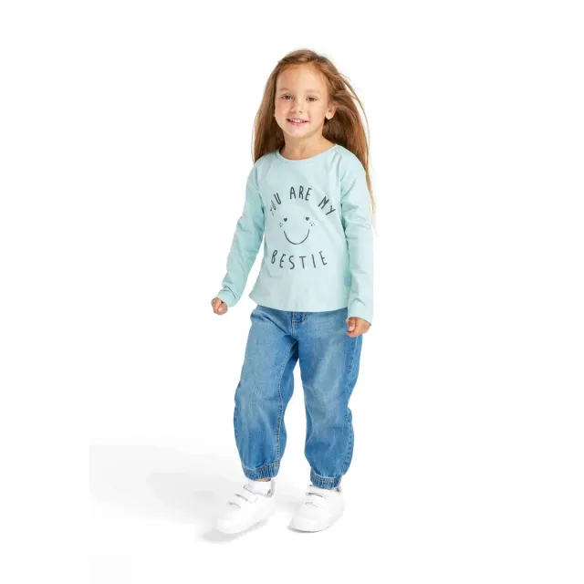 Minoti 39669 langærmet t-shirt mint piger bomuld