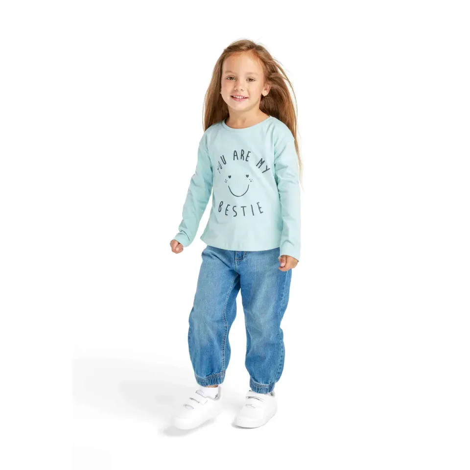 Minoti 39669 langærmet t-shirt mint piger bomuld