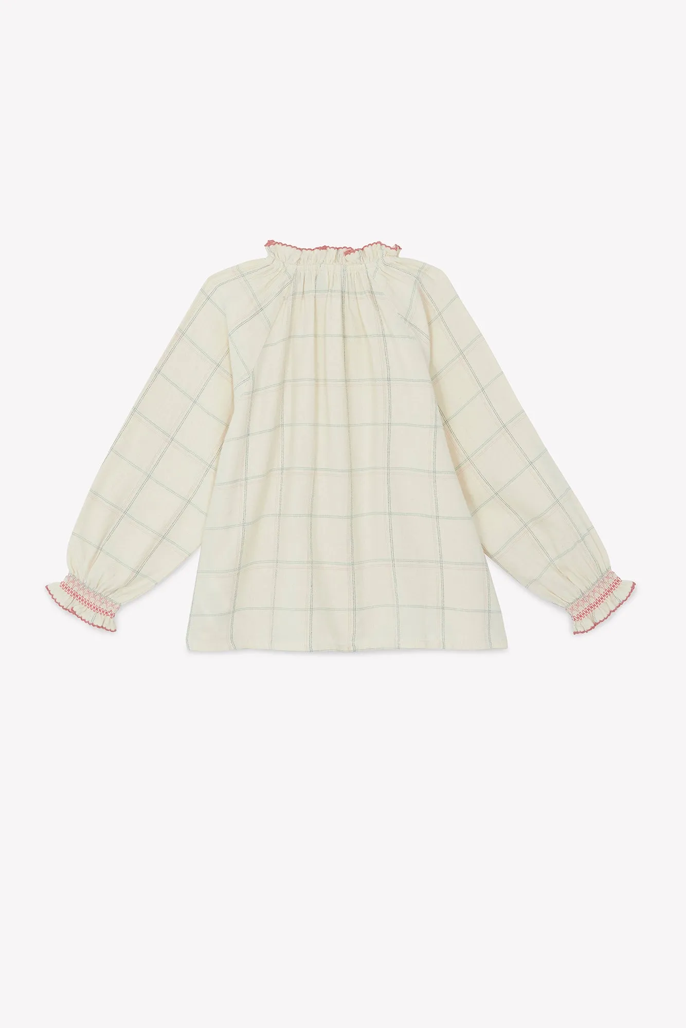 Bonton Reinette bluse ternet flannel rød stikning