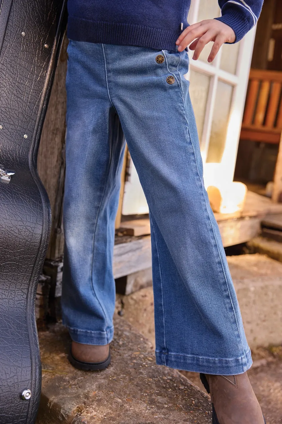Bonton Pornic Denim Coton jeans str 6A wide leg