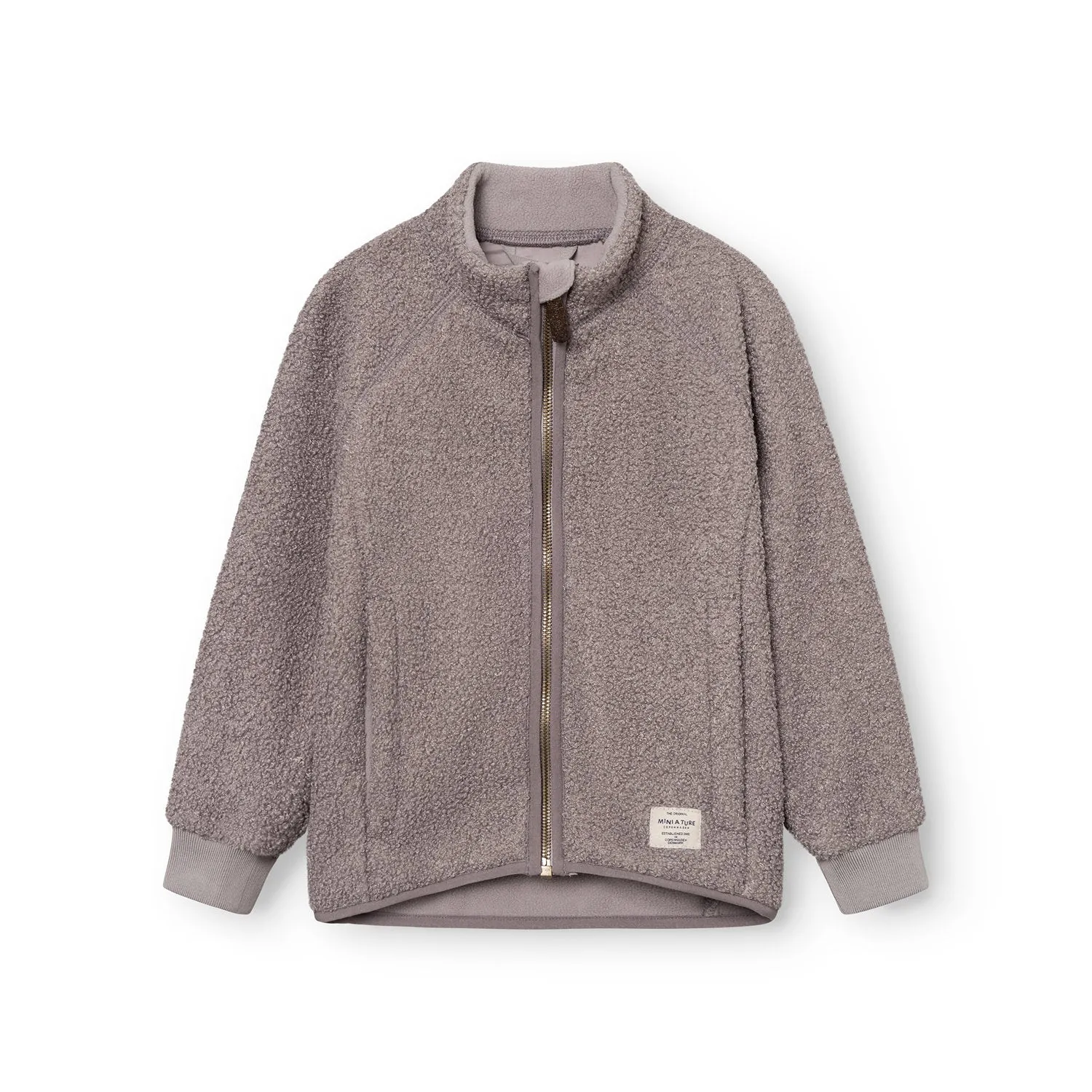 MINI A TURE Cedric teddyfleece jakke Grey Brown varm