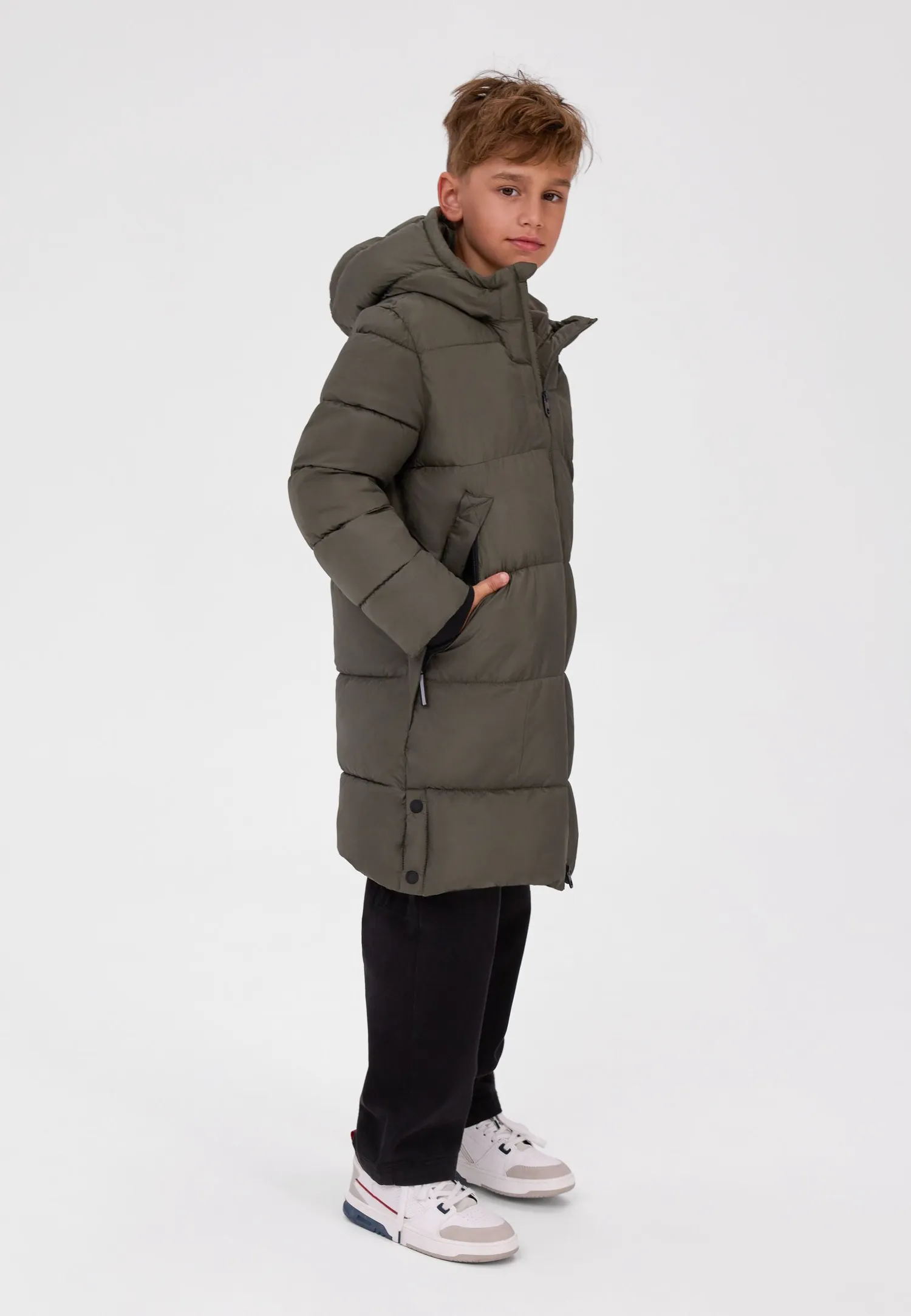 Minoti 45254 steppmantel quiltet fleece khaki