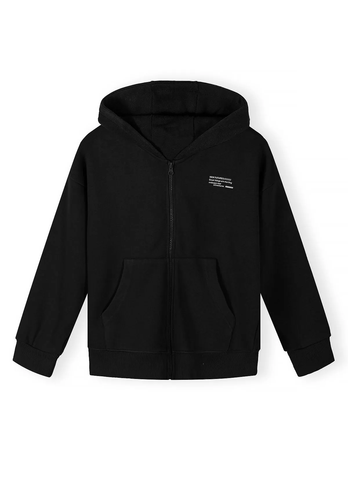 Minoti 44808 zip-hoodies 2-pak sort hvid bomuld