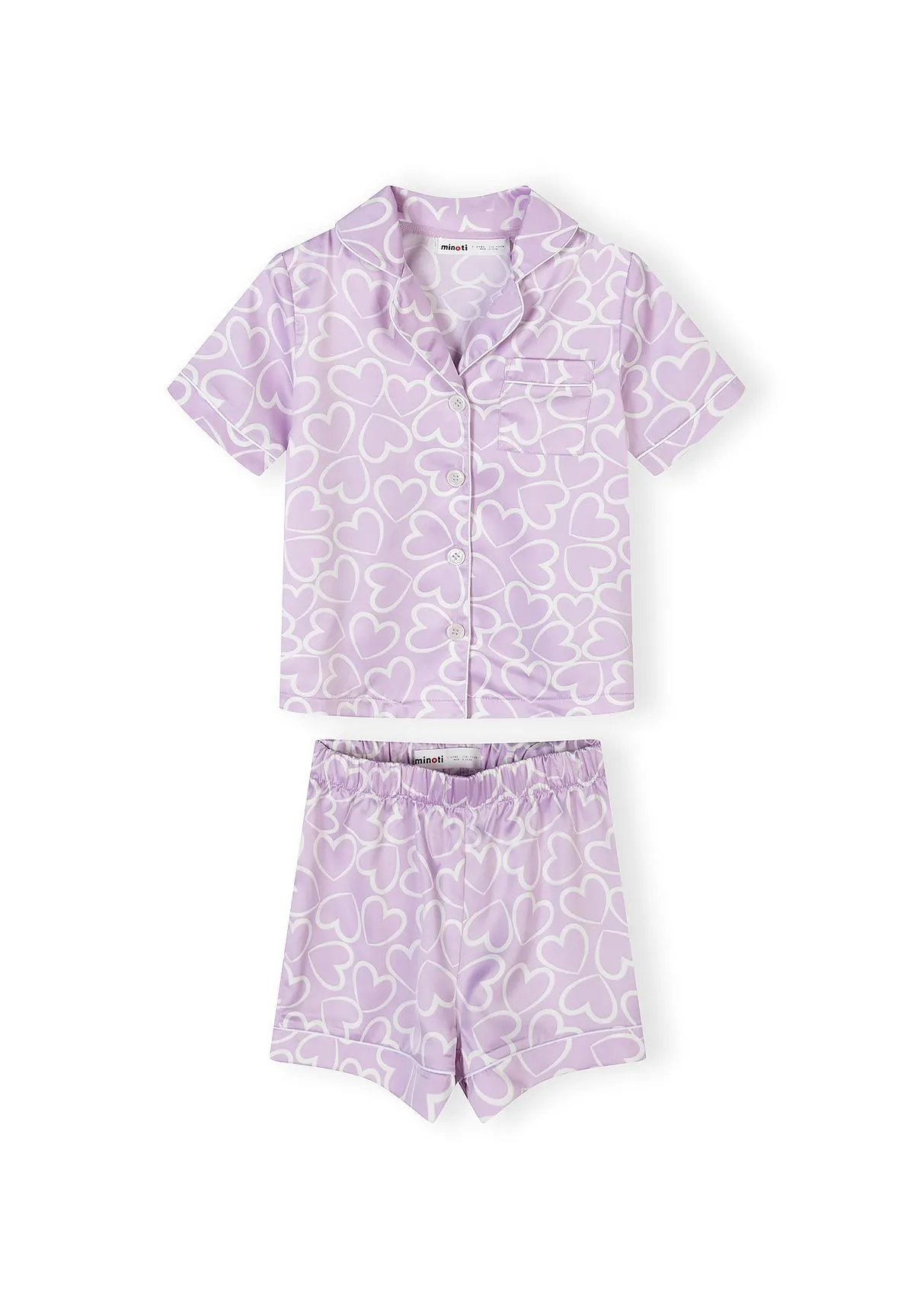 Minoti 44910 pyjamas satin lilla hjerte shorts
