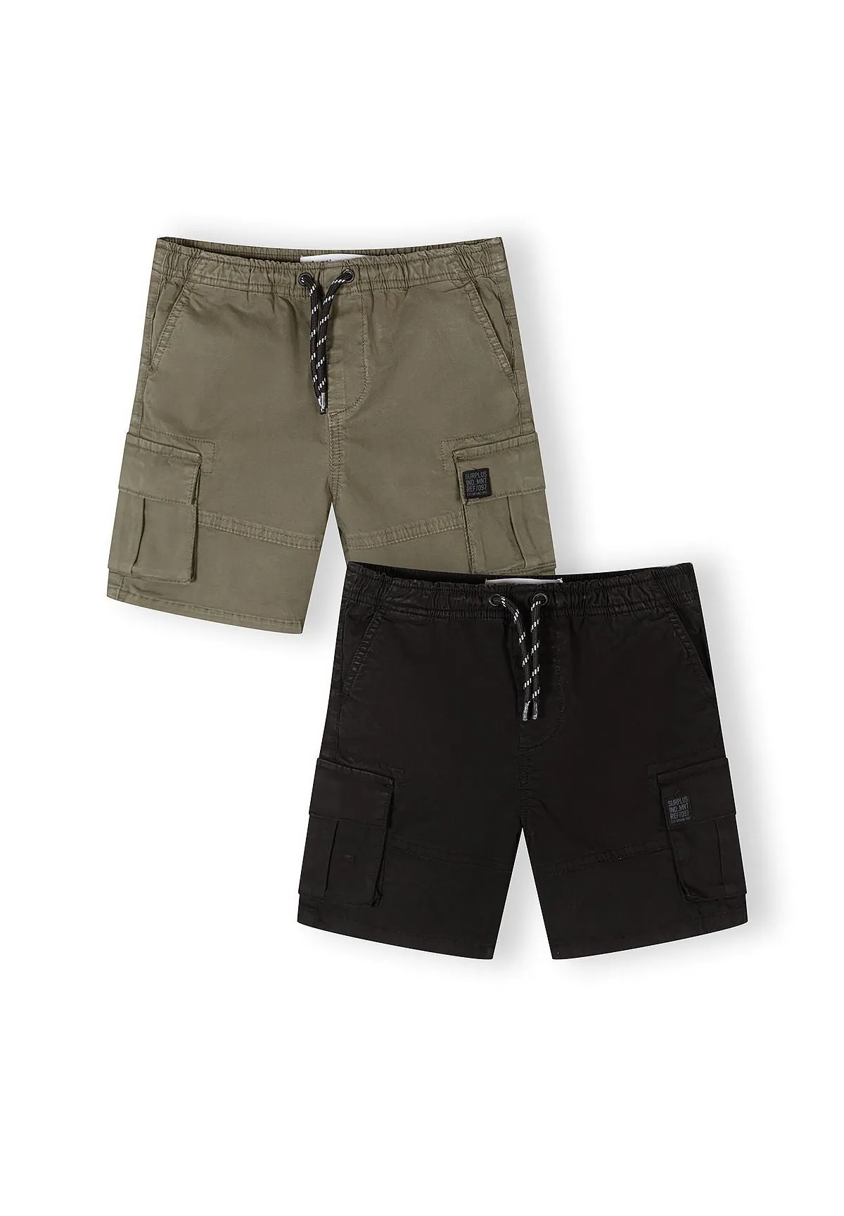 Minoti 44933 cargoshorts 2-pak sort elastiktalje