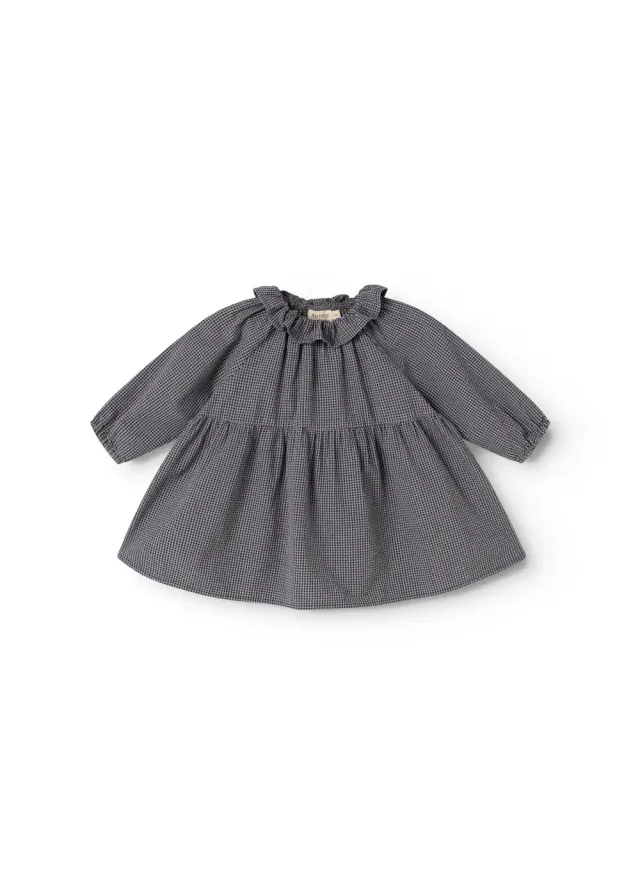 MarMar Dawson Frill kjole Pigeon Blue Check bomuld