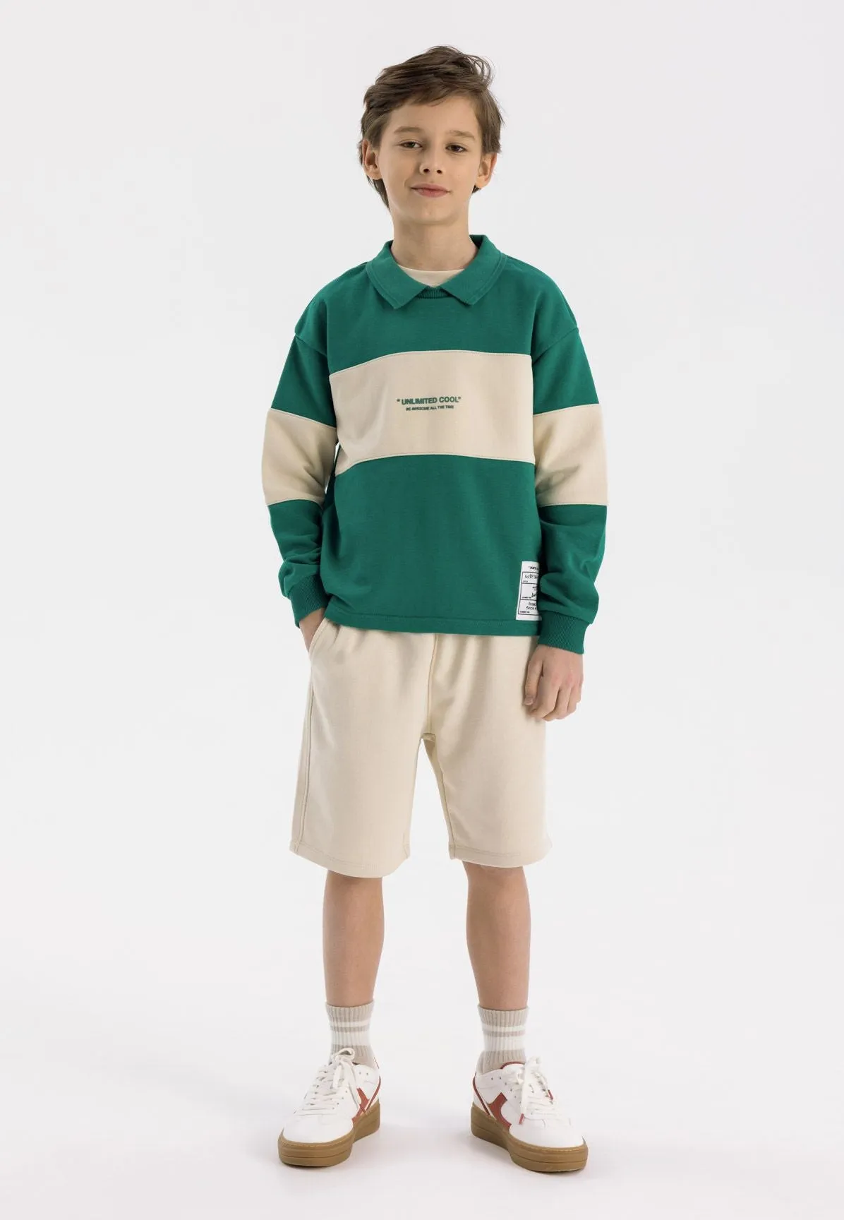 Minoti 42553 sweatshirt til drenge grøn polo